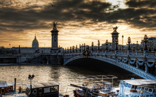 Bridge river boat clock tower - paris school free wallpaper