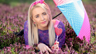 Woman field umbrella lollipop flowers - emma geary free wallpaper