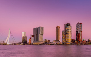 City skyline bridge dusk water - dusk free wallpaper