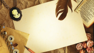Paper feather necklace book clock - paper texture free wallpaper
