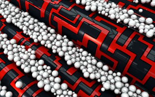 Red black white balls chains - cable wire free wallpaper