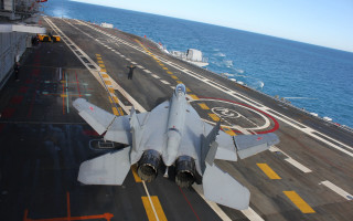 Fighter jet ship ocean helicopter 2 - zenith view free wallpaper