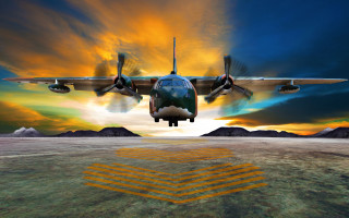 Desert mountains plane sunset explosion - sunrise free wallpaper