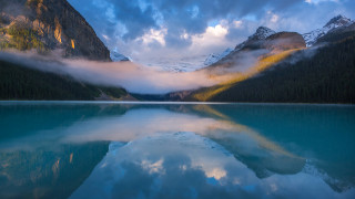 Mountain lake reflection sunset clouds - sunset free wallpaper