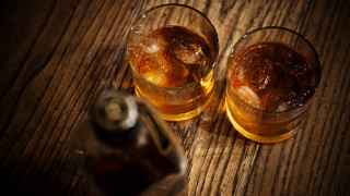 Whiskey glasses bottle stilllife wooden - a still life free wallpaper