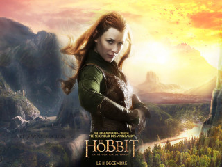 Woman green dress mountain river - a sunset in the background free wallpaper