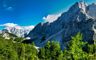 Mountain range trees clouds blue 4 - a mountain range free wallpaper for desktop