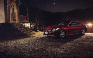 Red car house night star - caspar wolf free wallpaper