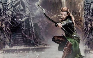 Woman green dress bow castle - weta digital free wallpaper