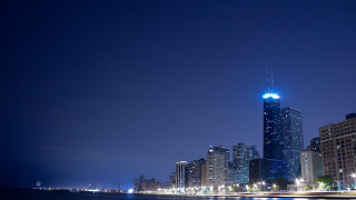City skyline night blue light 2 - a blue light free wallpaper