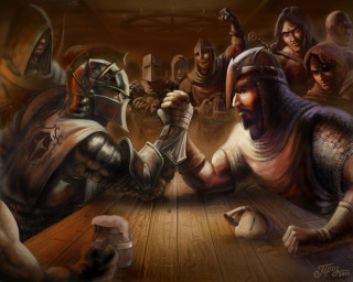 Man armor helmet wooden floor - other man free wallpaper