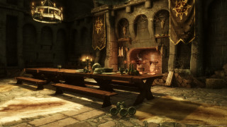 Stone archway fireplace room table - cedric seaut keos masons free wallpaper