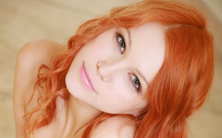 Red hair woman blowing wind 3 - the wind free wallpaper for desktop
