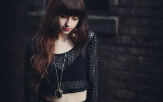 Woman long hair black top 3 - a character portrait free wallpaper