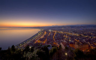 City river night sunset lights - bernard meninsky free wallpaper