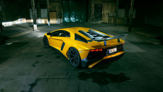 Yellow sports car parking garage 6 - roof free wallpaper