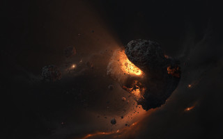 Black object bright light space - center free wallpaper