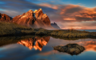Mountain lake sunset clouds mystical 3 - mystical free wallpaper