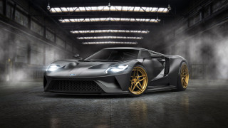 Black gold sportscar dark garage - fog free wallpaper