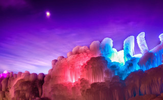 Colorful ice sculpture moon purple - a purple sky above free wallpaper