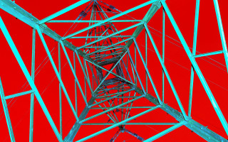 Metal structure red sky blue - c4d free wallpaper
