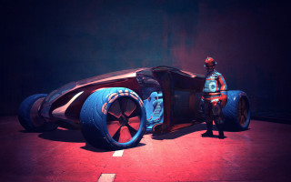 Man blue car red light - enki bilal free wallpaper