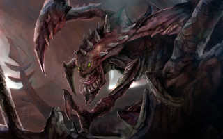 Demonic creature large horns sharp - large tooth free wallpaper