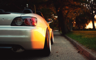 White car parked road park 2 - drew tucker free wallpaper