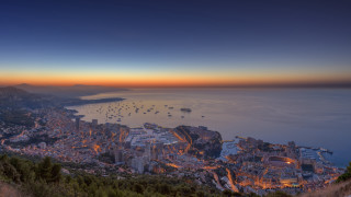 City hill bay sunset boats - panoramic view free wallpaper