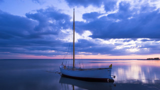 Sailboat sunset clouds water horizon - sunset free wallpaper