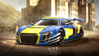 Blue yellow sports car castle - sports car free wallpaper