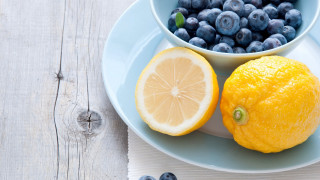 Blueberries lemon stilllife plate food - arcimboldo free wallpaper
