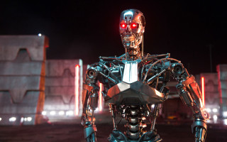 Robot red eyes dark space - a dark space free wallpaper
