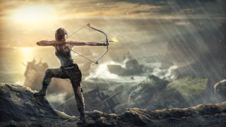 Woman bow archer rock rain - 2 d game art free wallpaper