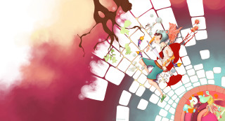 Cartoon woman man pink dress - a woman and a man free wallpaper