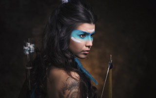Blue makeup archer fantasy portrait - epic fantasy character art free wallpaper