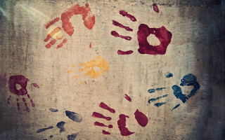 Hands fingers handprint cave painting - paper texture free wallpaper