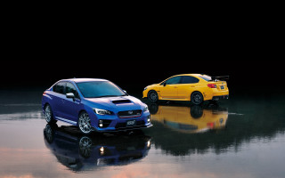 Two cars wet surface reflection - a reflection of them free wallpaper