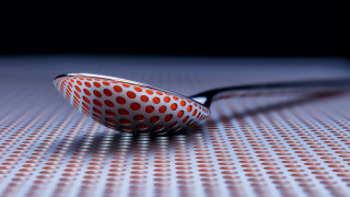 Polka dot bowl spoon table - a table top free wallpaper