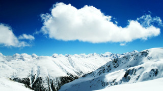 Snow mountain clouds beach horizon - a few snow covered mountains free wallpaper