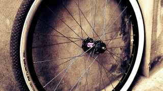 Bicycle wheel pink heart fisheye - tire free wallpaper