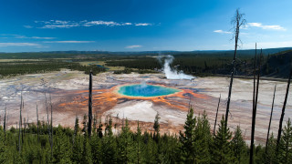 Crater pool trees sky clouds - domirinic fegallia free wallpaper