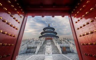 Large building tower sky clouds - wide angle len free wallpaper