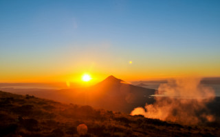Sunset mountain steam orange sky - steam free wallpaper