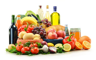 Fruit vegetable basket wine juice - arcimboldo free wallpaper