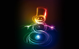 Colorful snowman holography lighting magic - holography free wallpaper