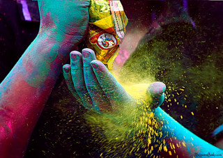 Colorful person food powder planet - their face free wallpaper