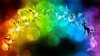 Pokemon rainbow background black white 3 - a group of pokemons free wallpaper