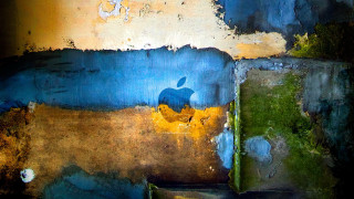Peeling apple wall abstract ocean - paint free wallpaper