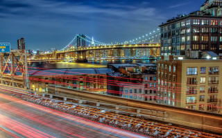 Tokyo night cityscape bridge train - long exposure free wallpaper